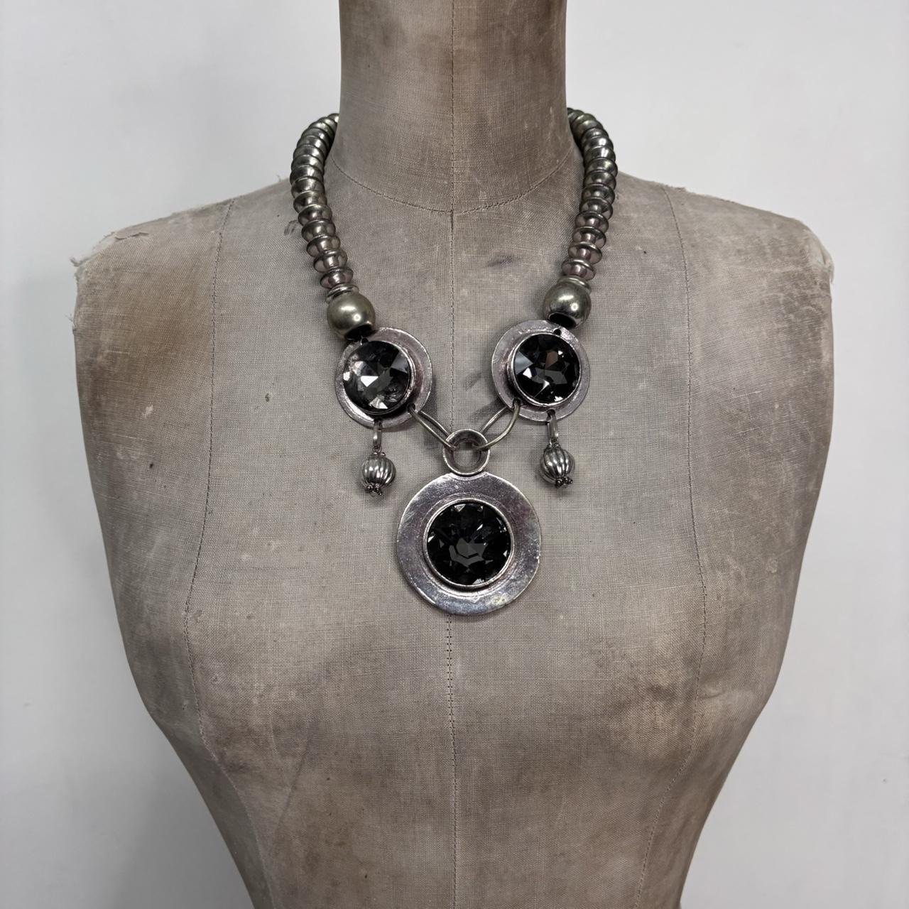 Chunky silver metal necklace