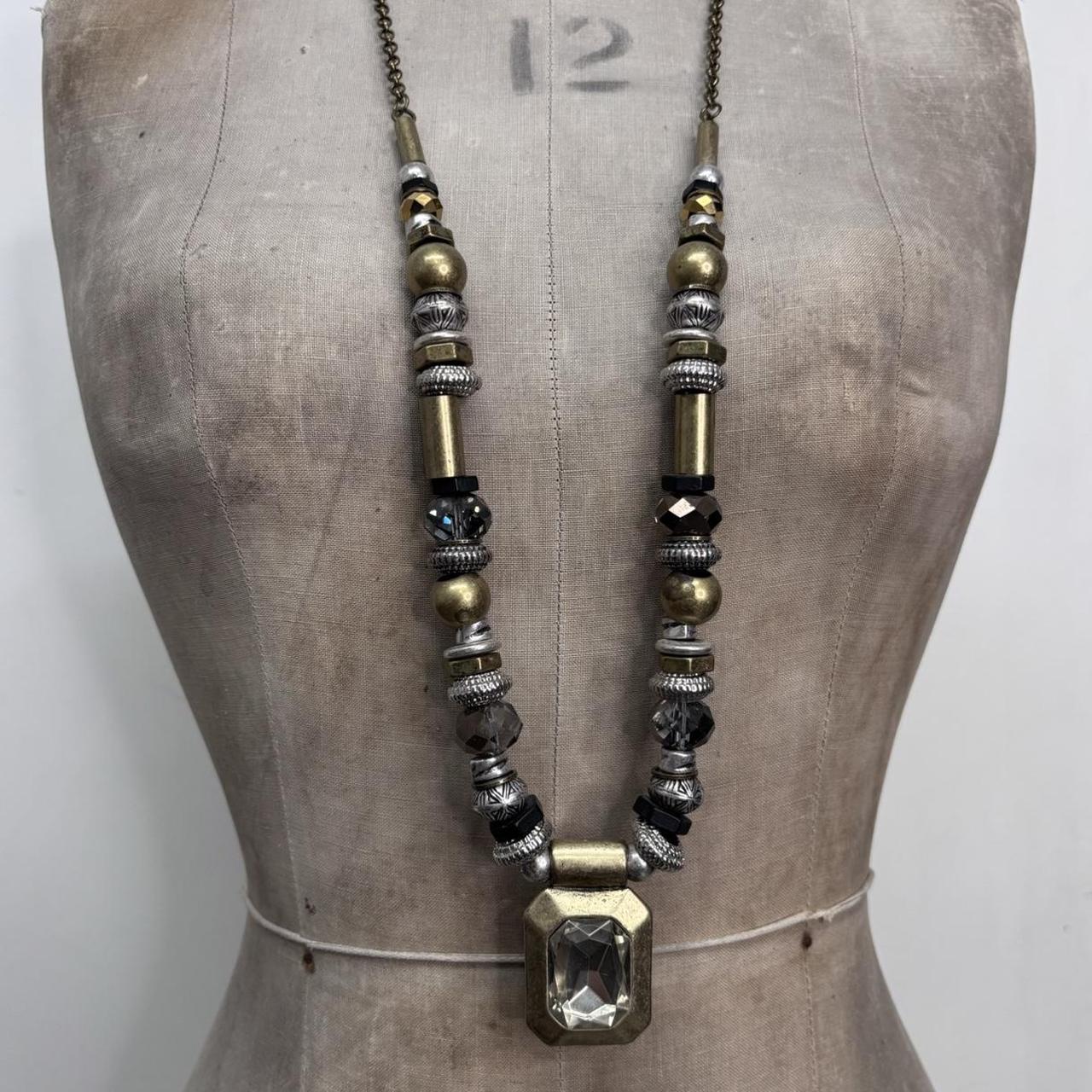Mixed metal beaded long necklace