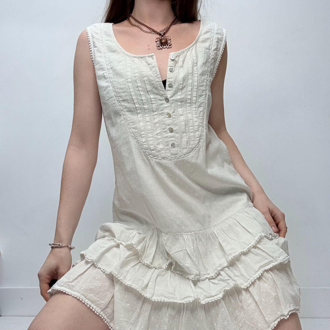 White cotton flutter midi dress