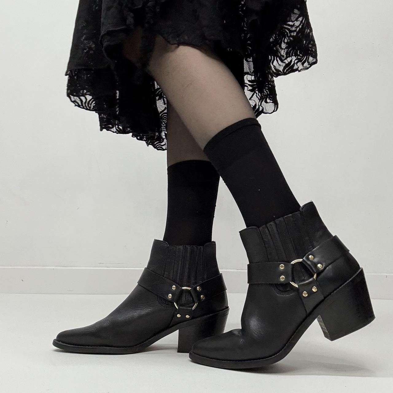 Black western studded biker boots