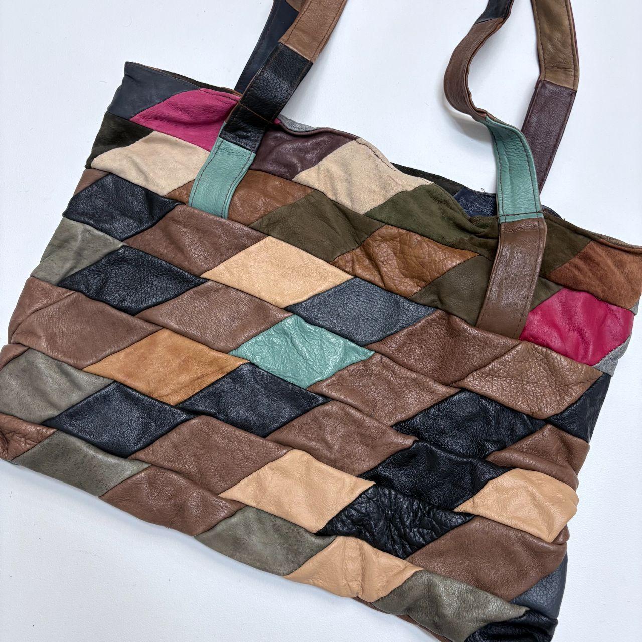 Boho leather patchwork shoulder bag