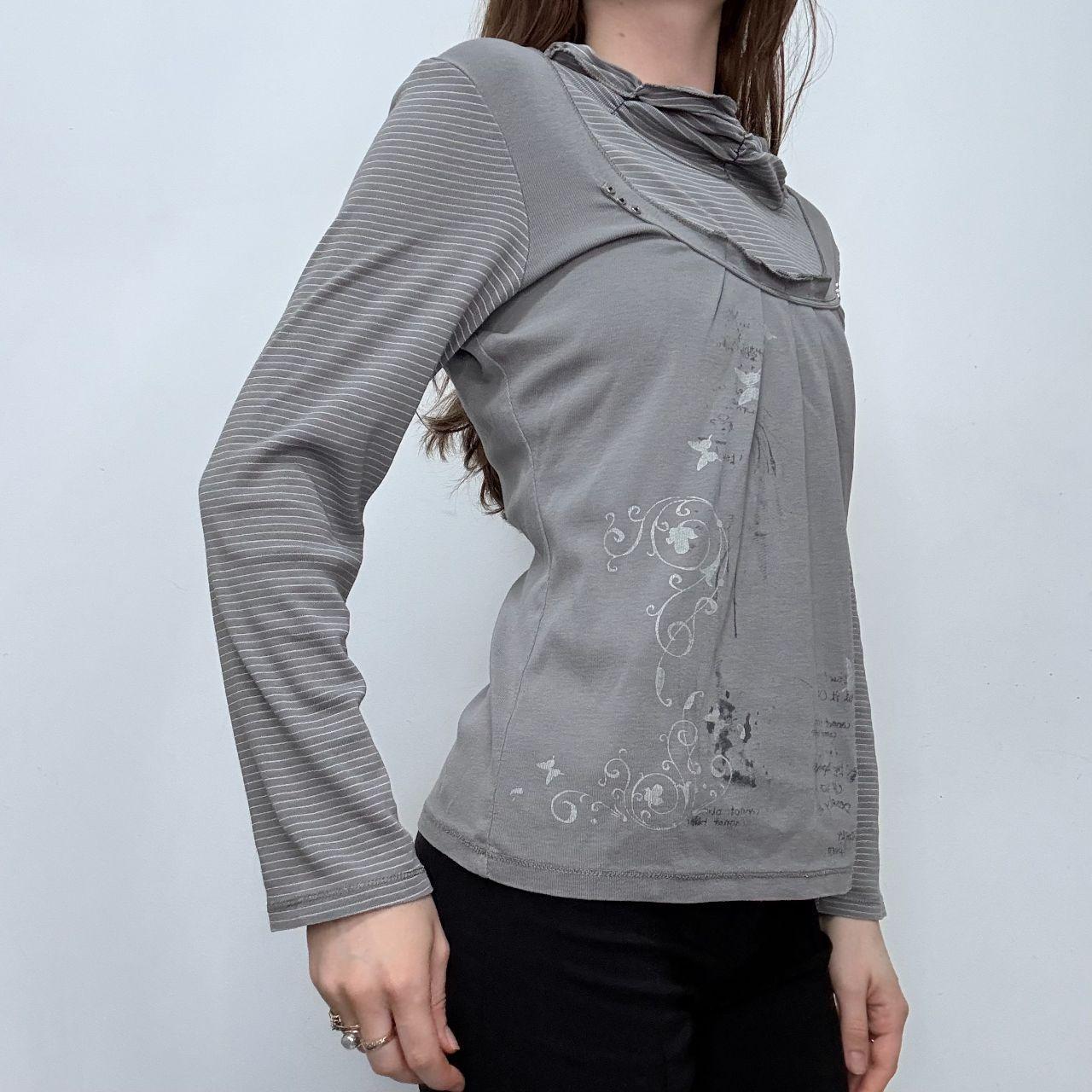 Grey long sleeve pinstriped t-shirt