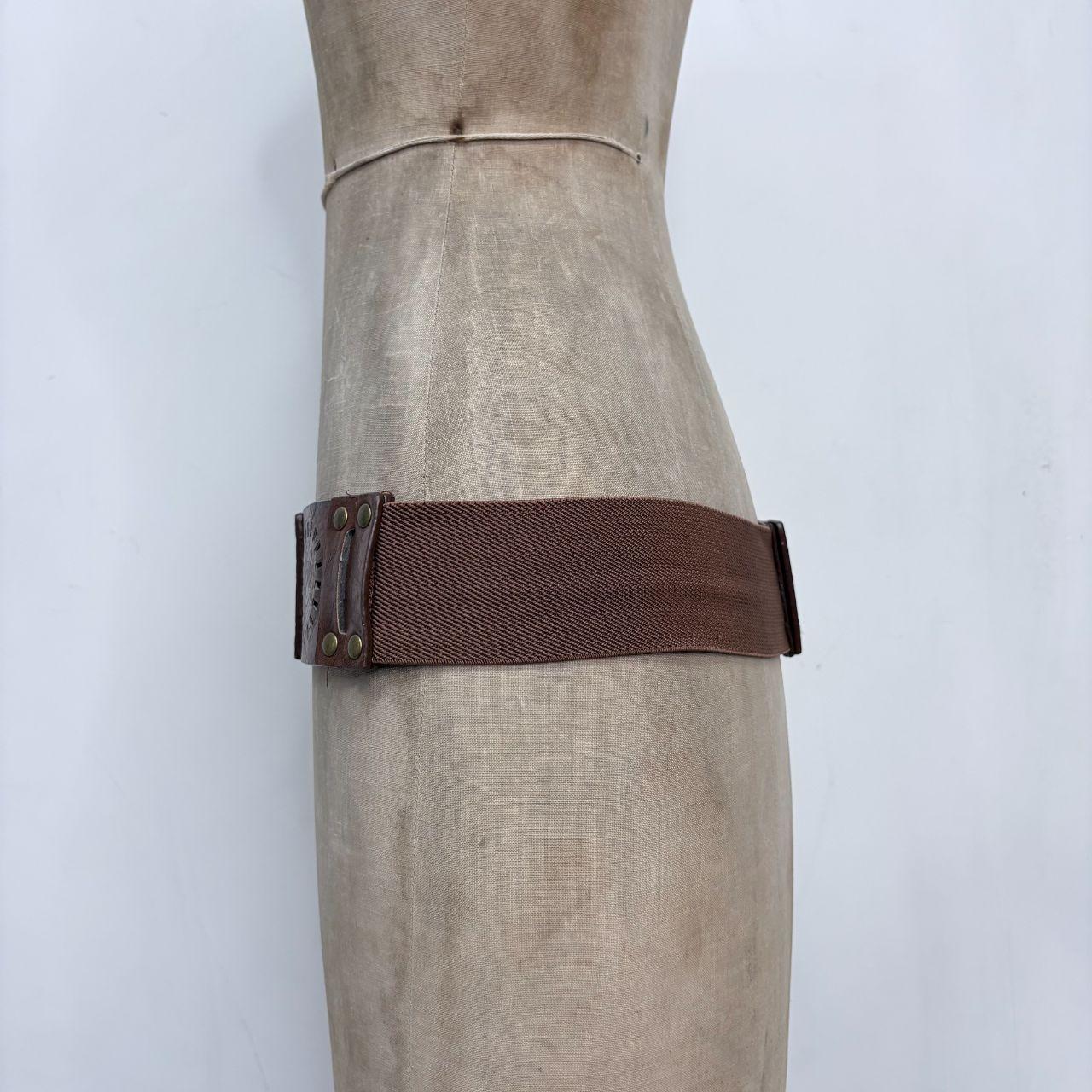 Brown leather studded embossed belt