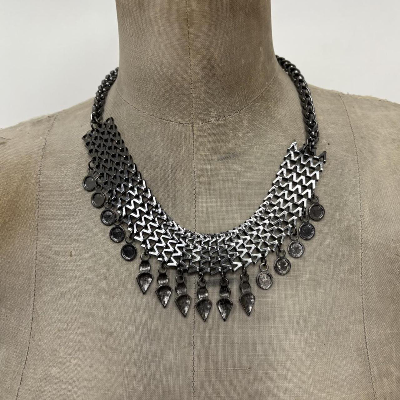 Chunky oversized dark silver necklace
