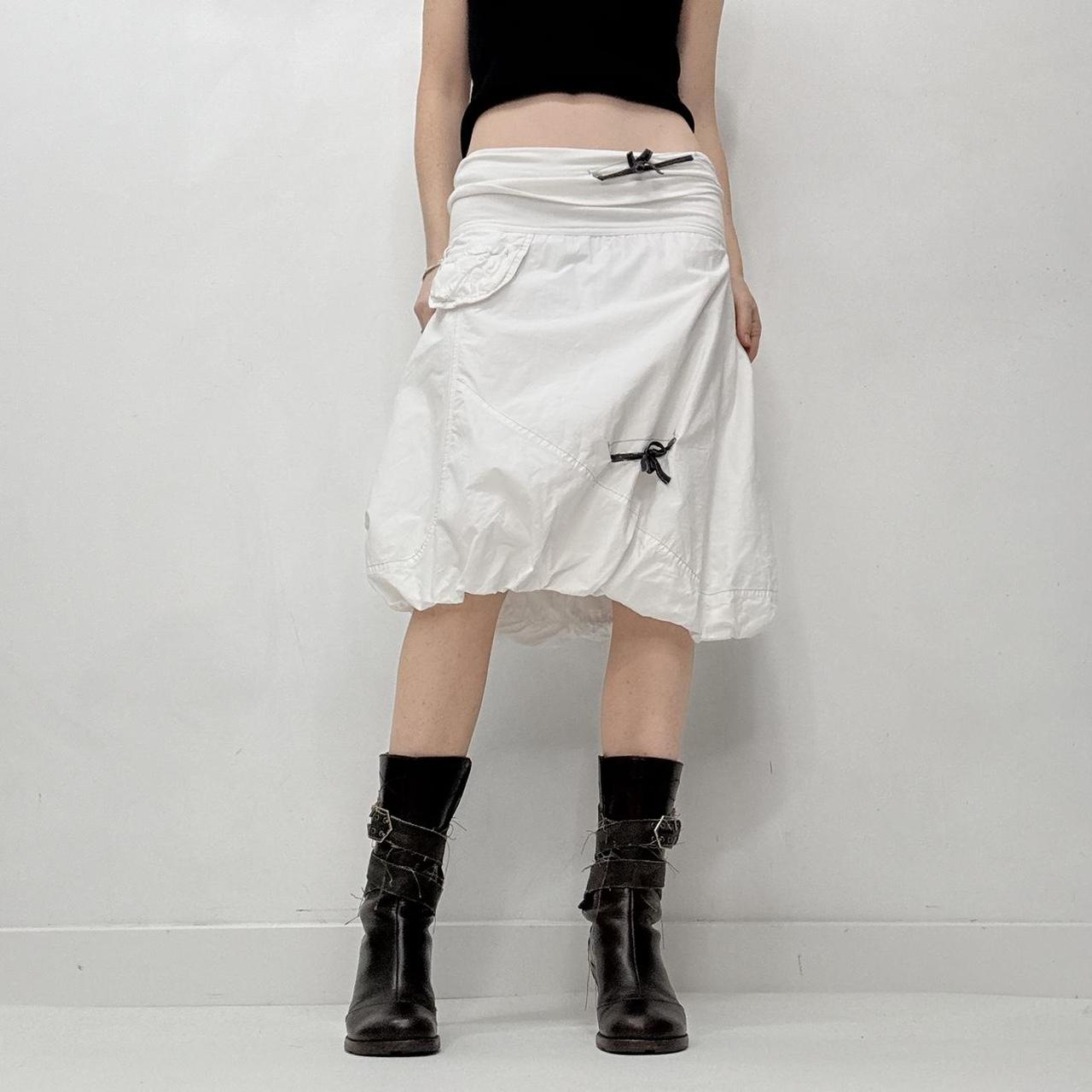 White puff foldover skirt