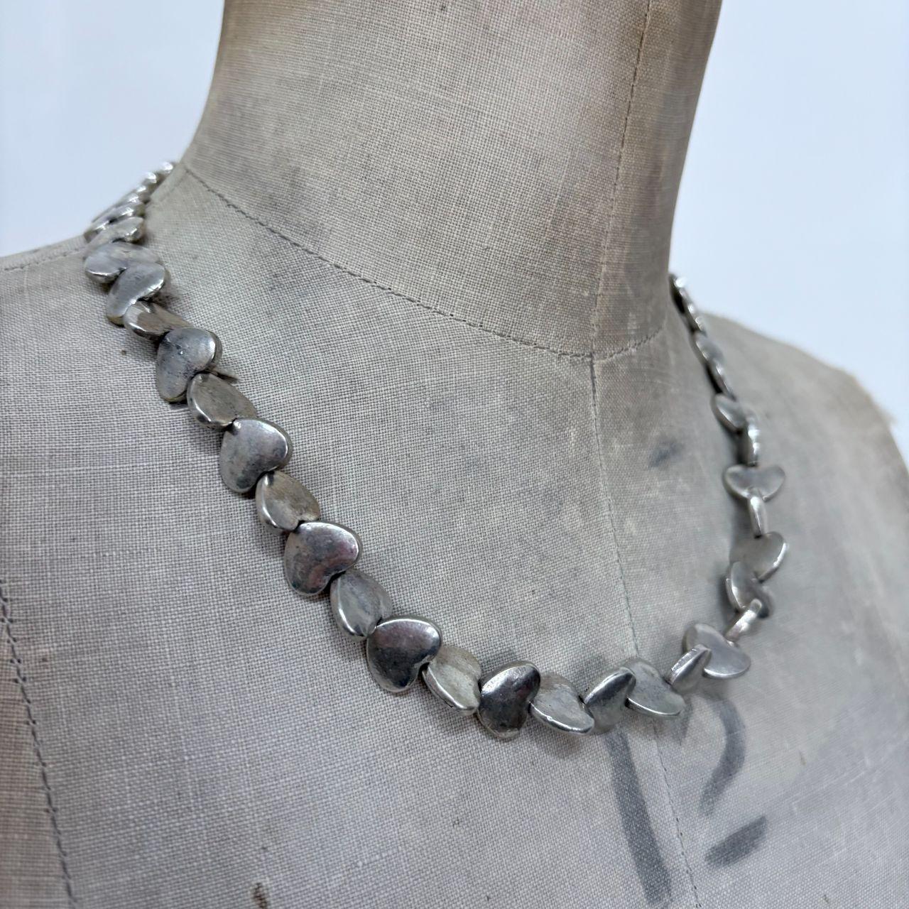 Chunky love heart silver charm necklace