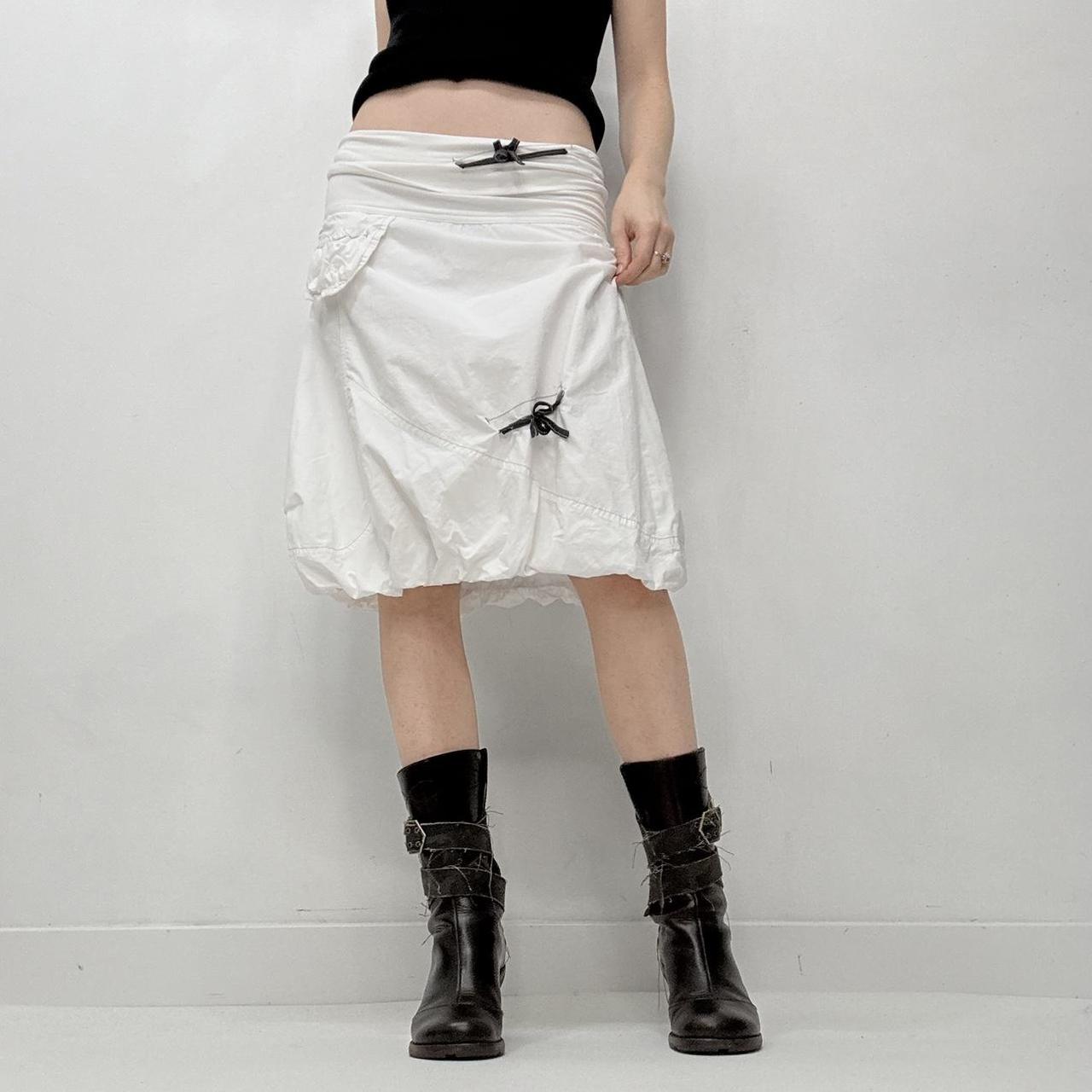 White puff foldover skirt