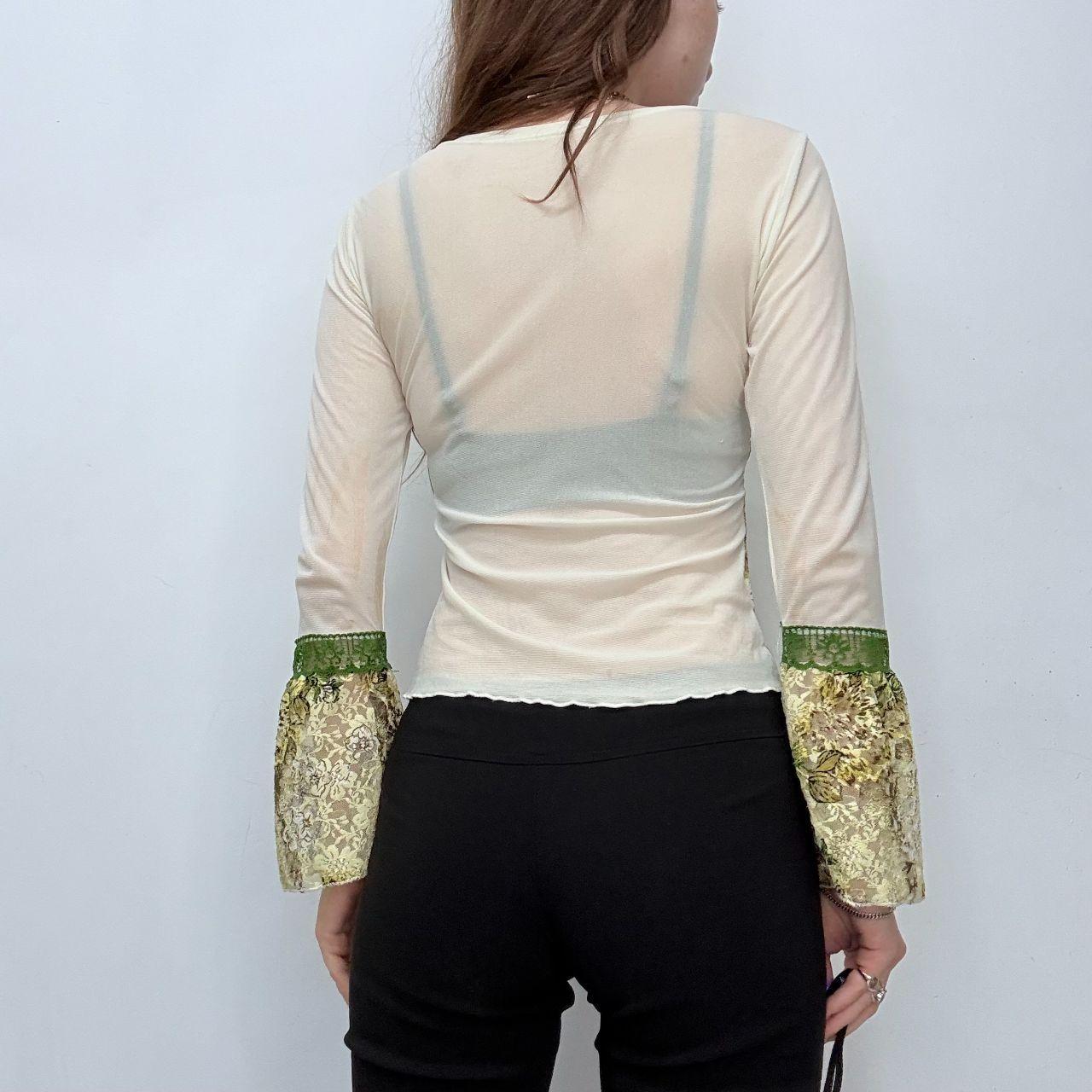 Khaki flared lace boho shirt