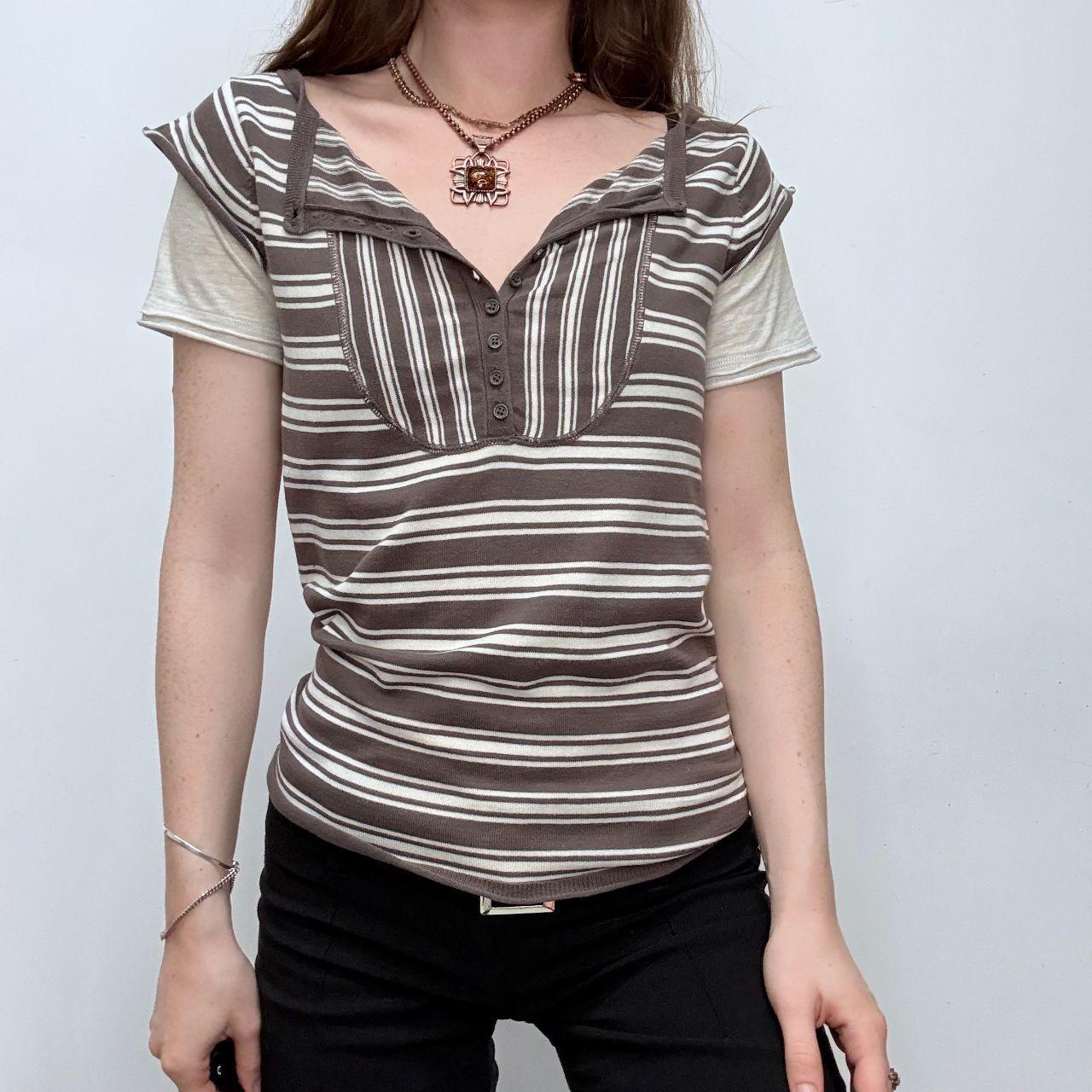 Brown striped layered top