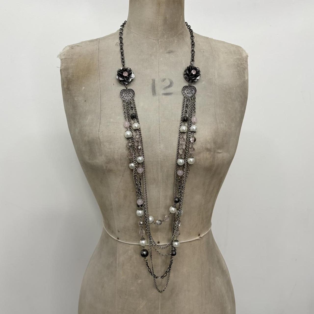 Silver metal layered necklace