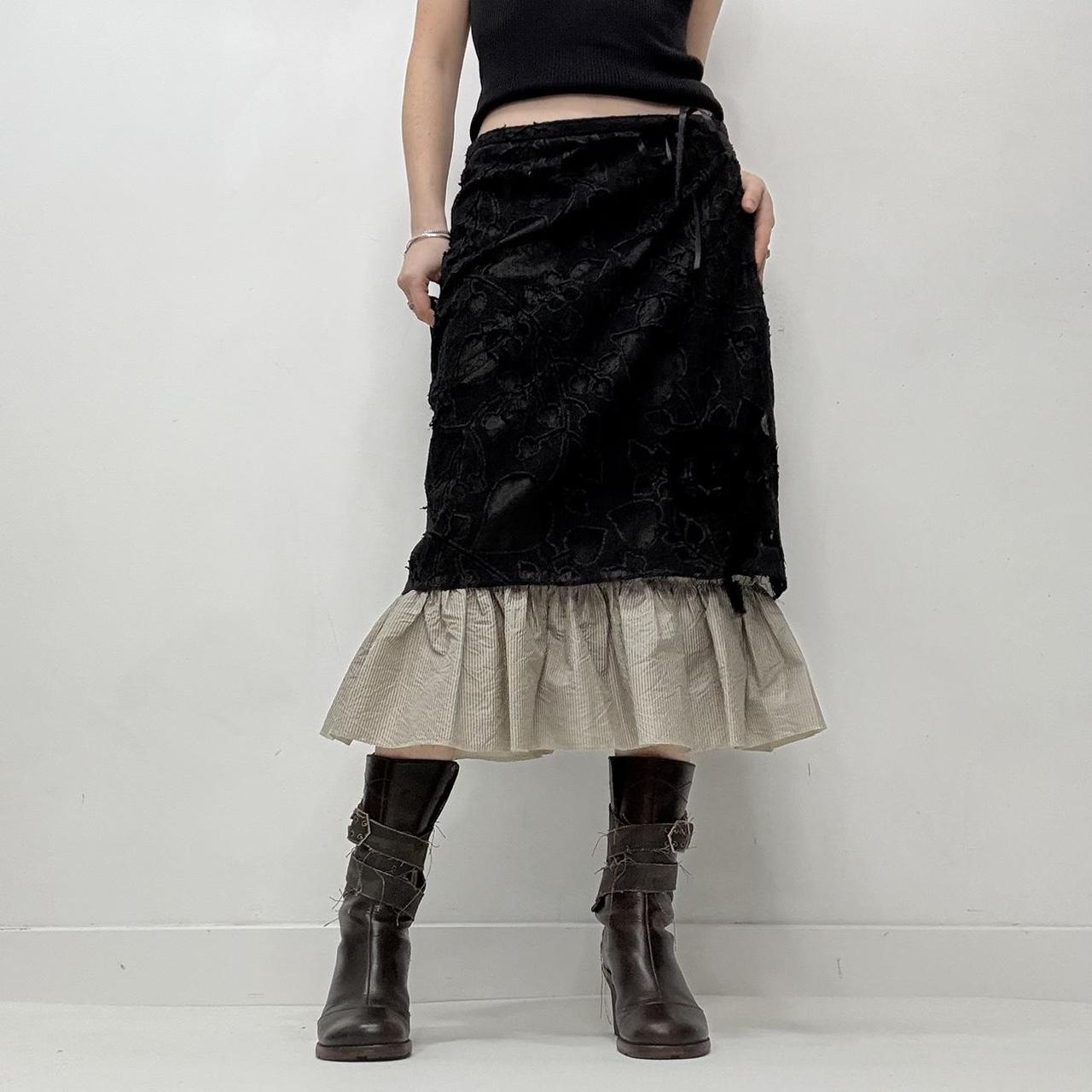 Black lace pinstripe layered skirt