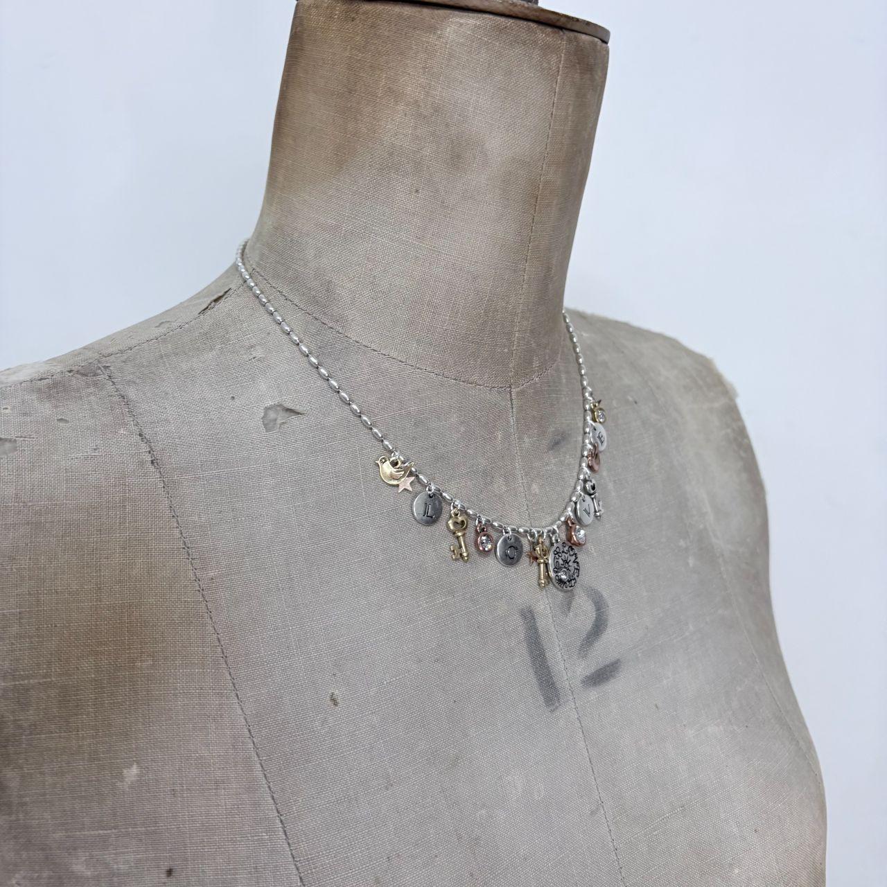 Silver charm coin necklace