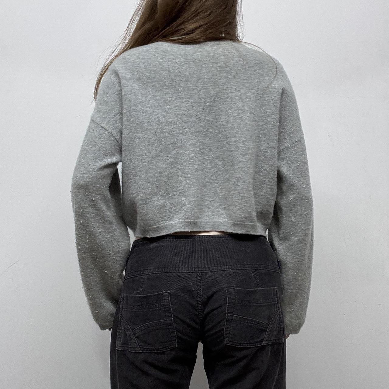 Slouchy cropped grey wool cashmere knit jumper