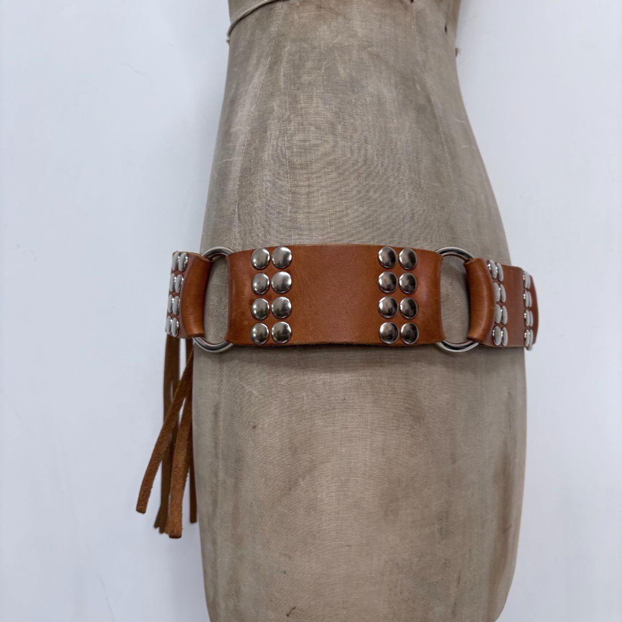 Tan leather studded western belt