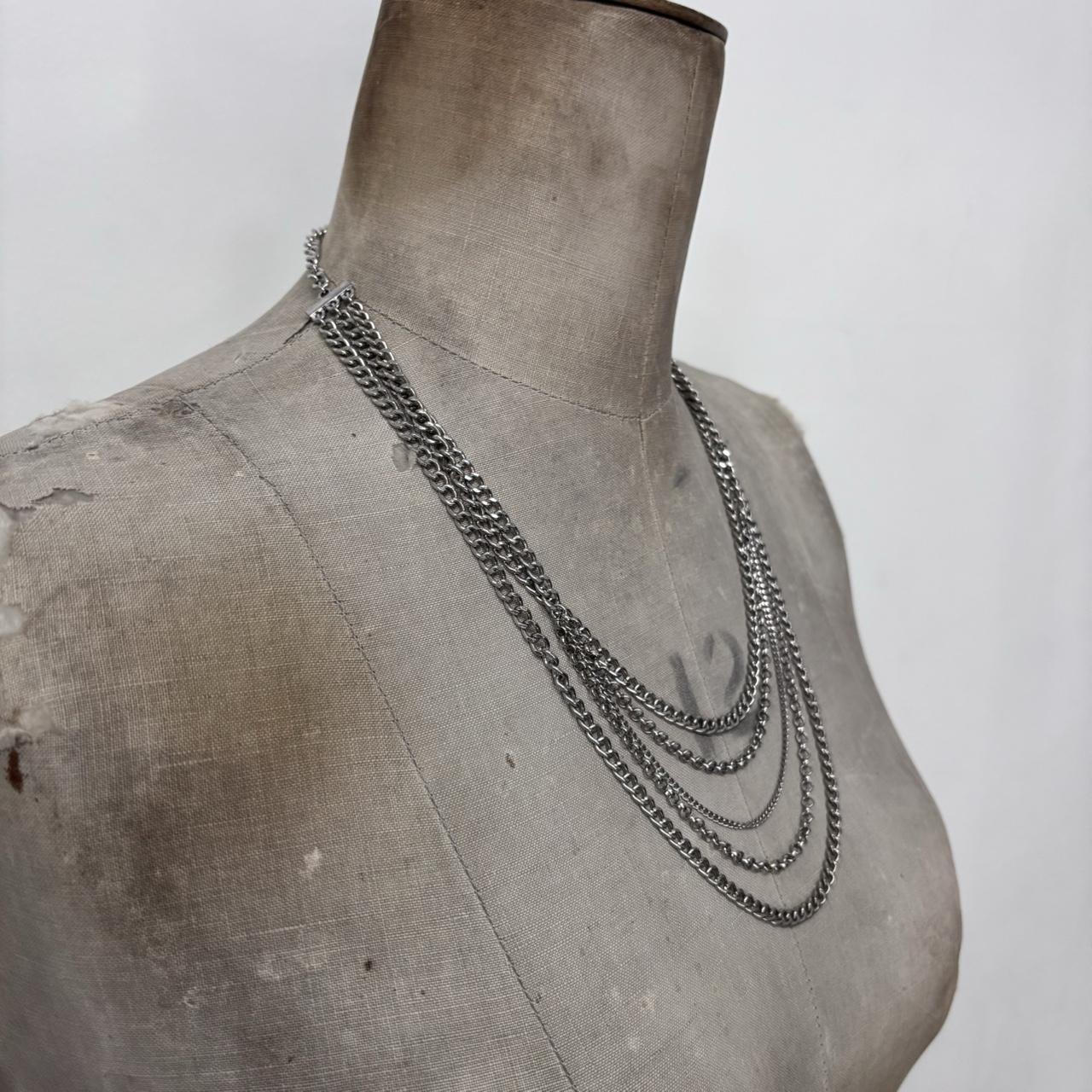 Silver chain long drape necklace