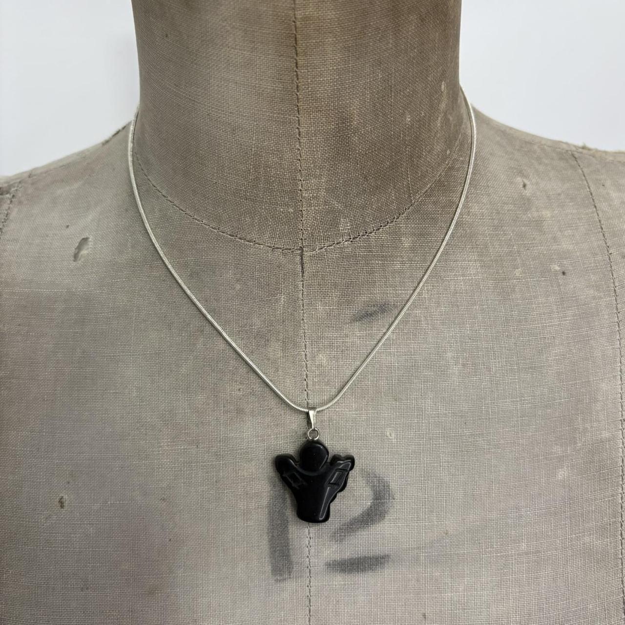 Black crystal angel necklace