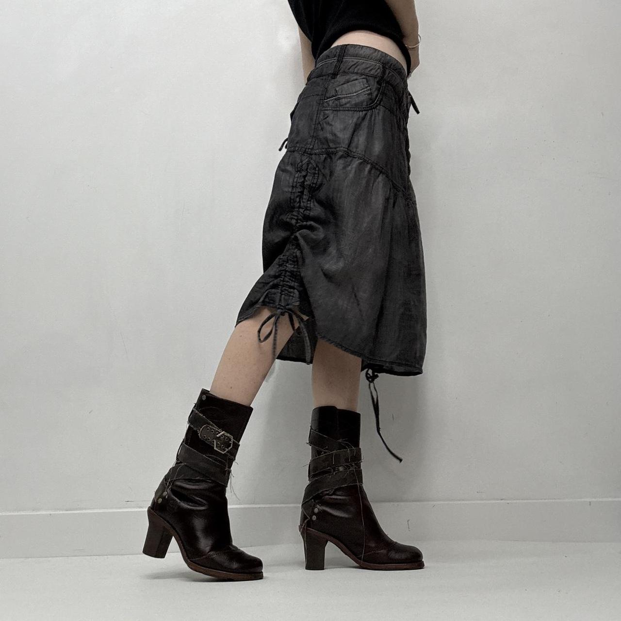 Ditressed denim utility grunge skirt