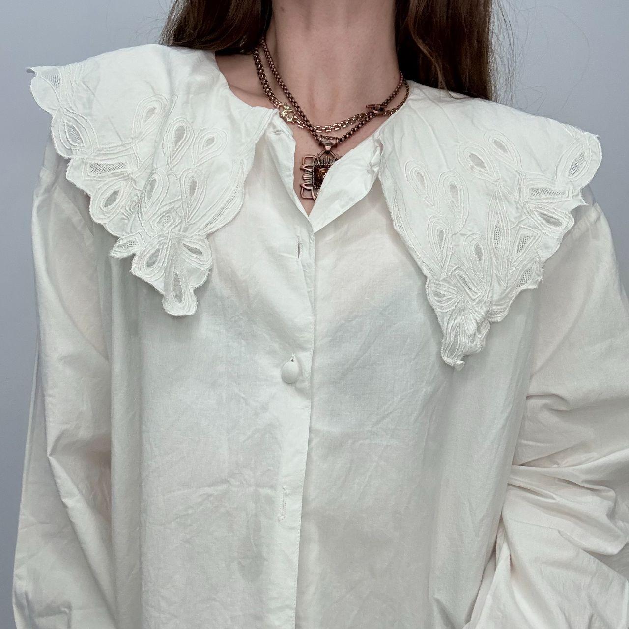 Antique white cotton lace blouse