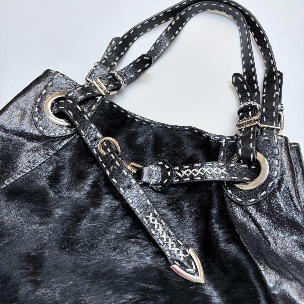 Black ponyhair Fendi eyelet bag