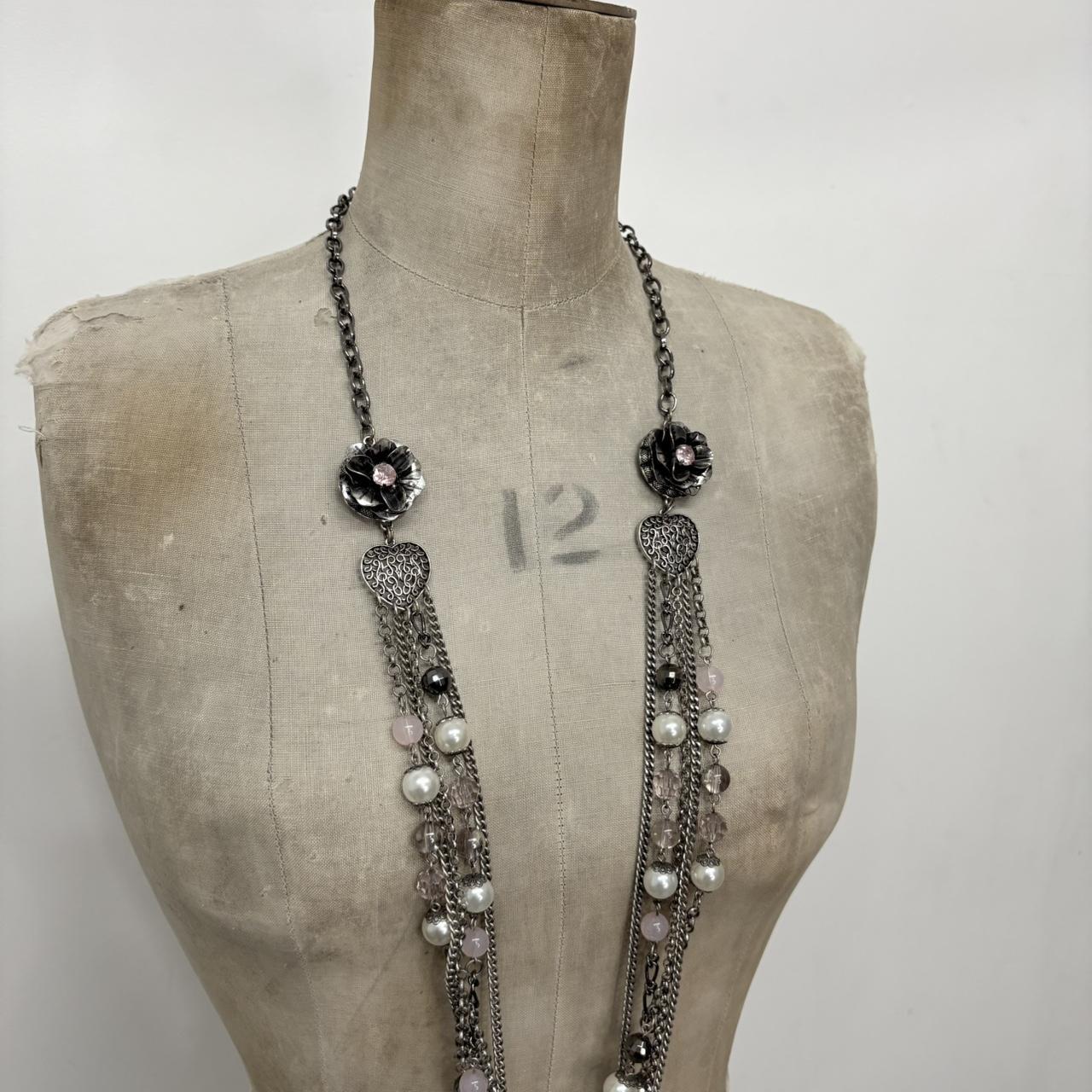 Silver metal layered necklace