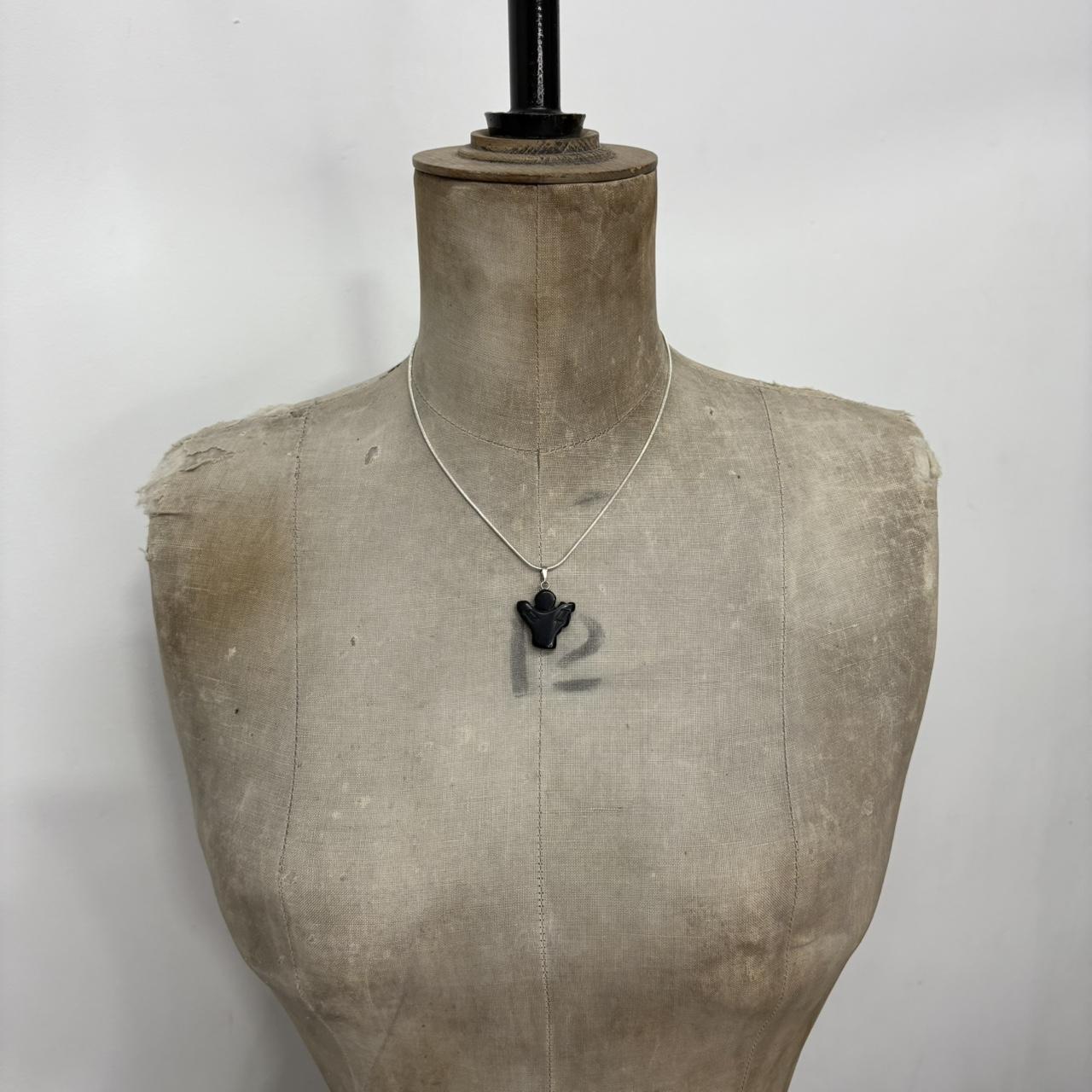 Black crystal angel necklace