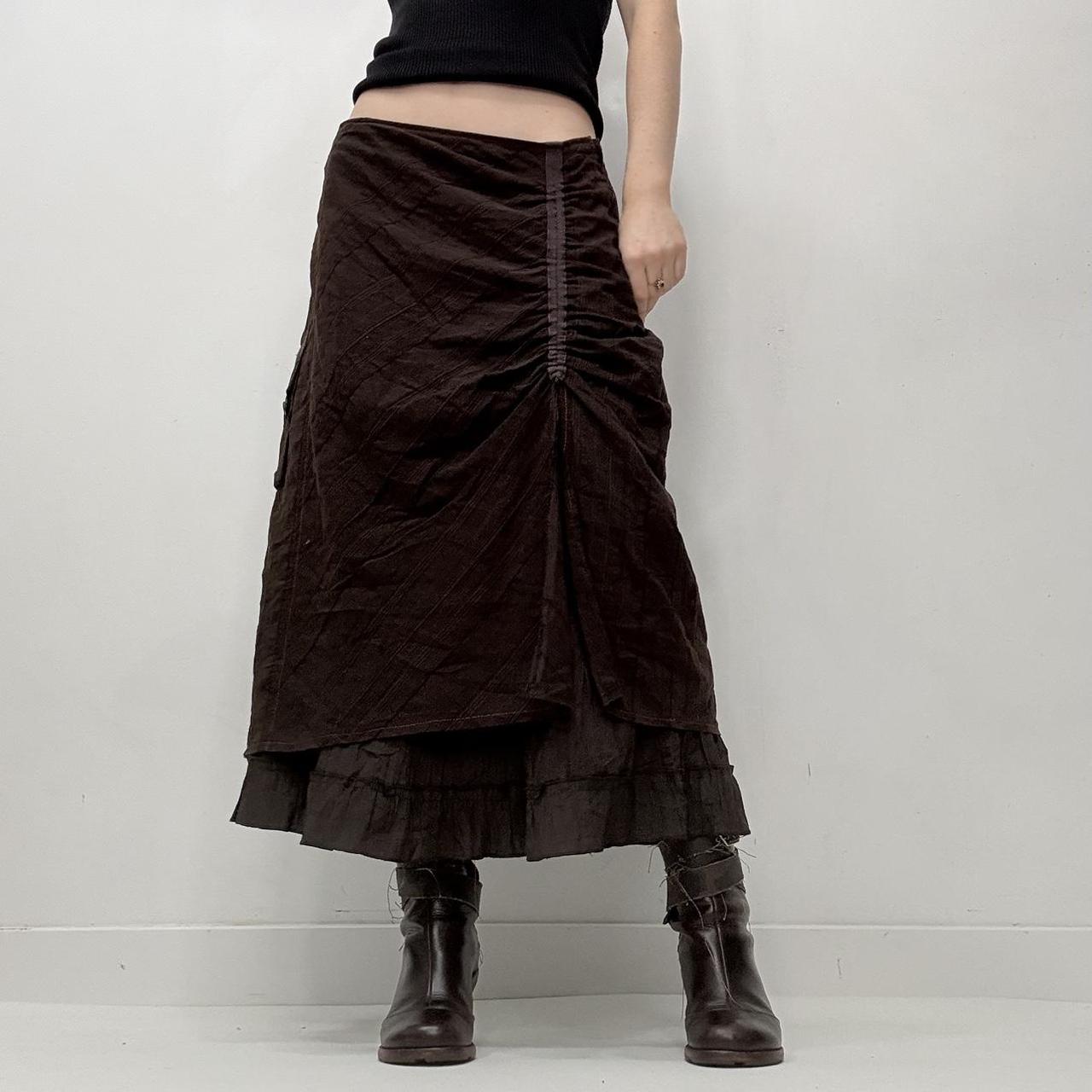 Brown pinstriped layered skirt