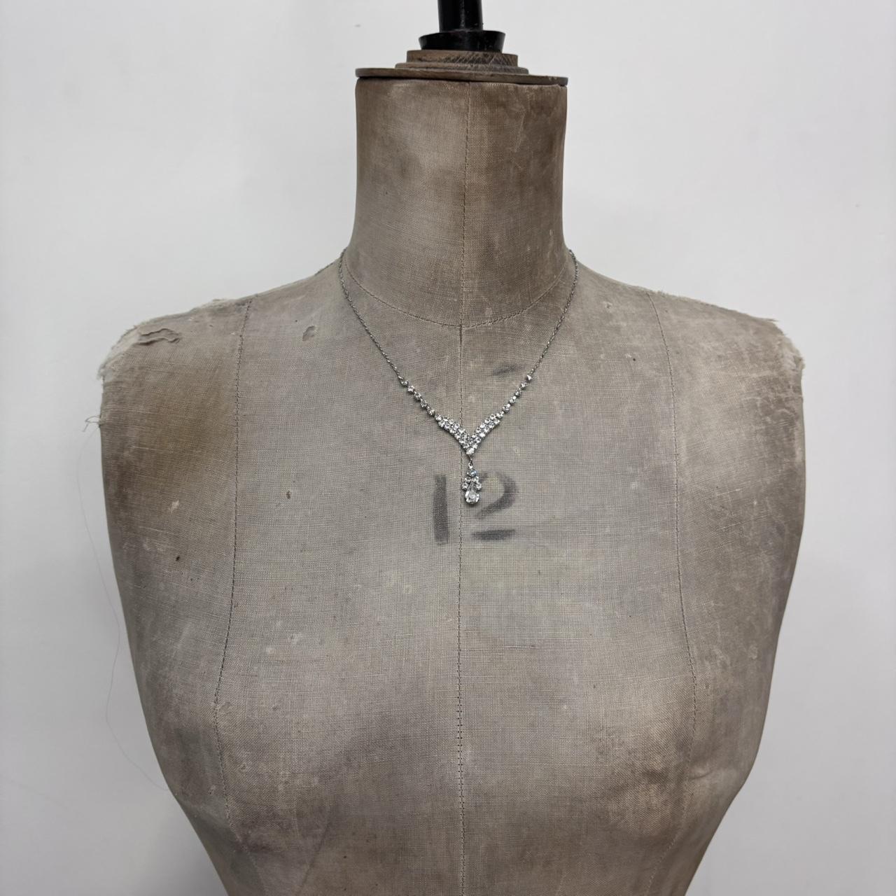 Silver diamond tennis necklace