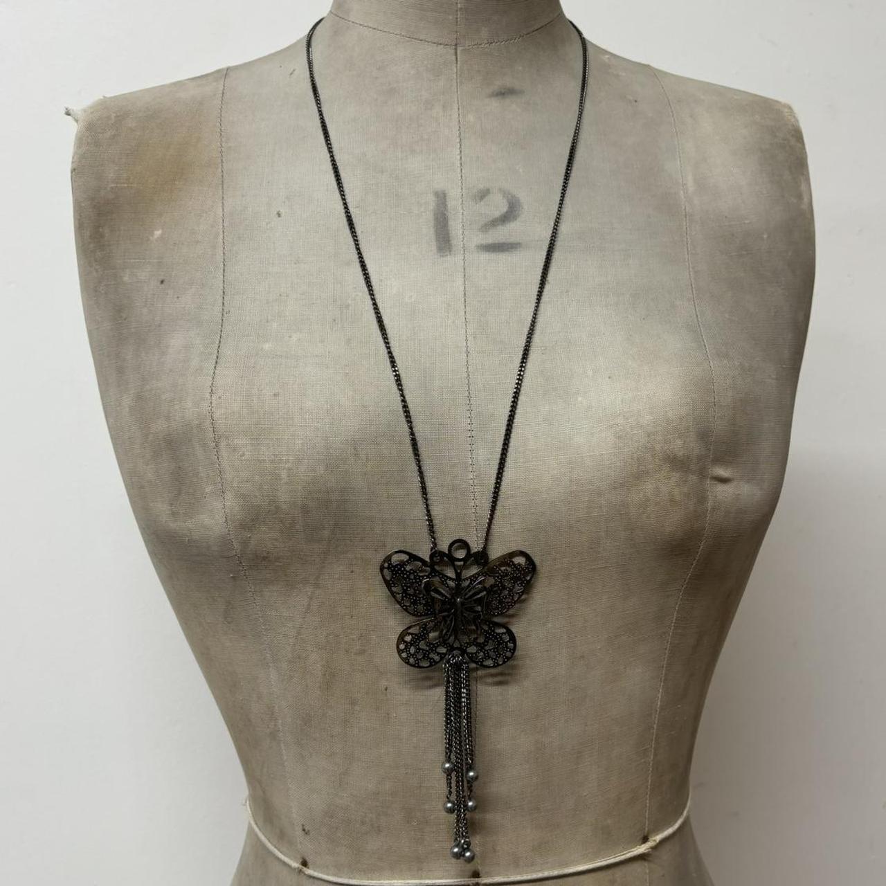Long metal butterfly necklace