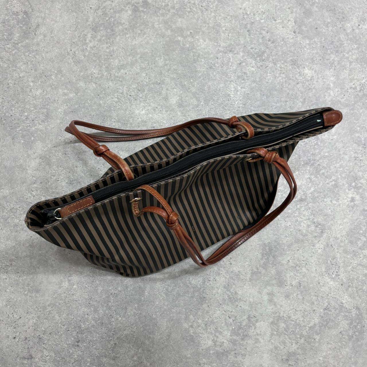 Vintage pinstripe leather shoulder bag