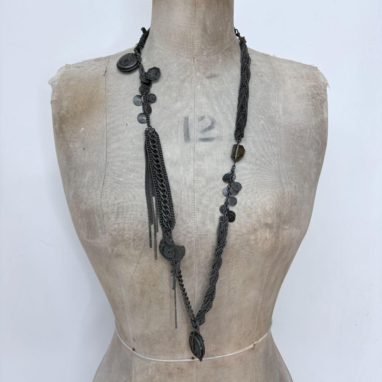 Allsaints grunge layered long chain necklace
