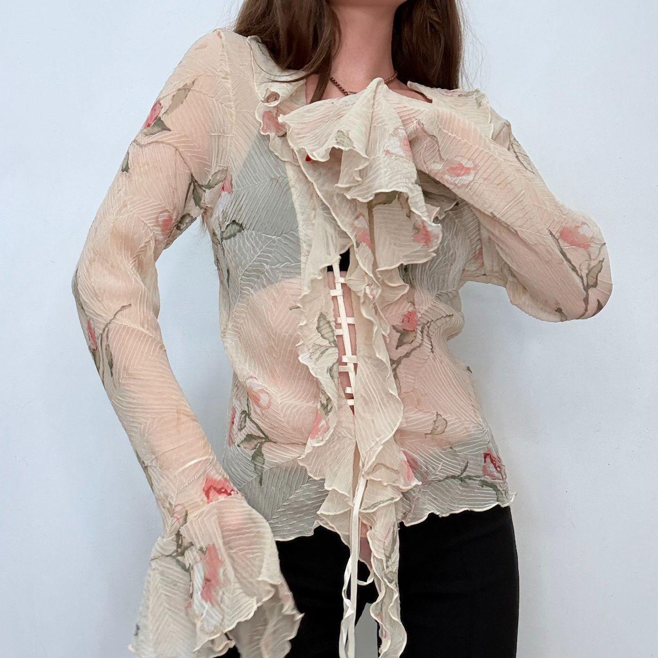 Sheer crinkle flutter boho shirt