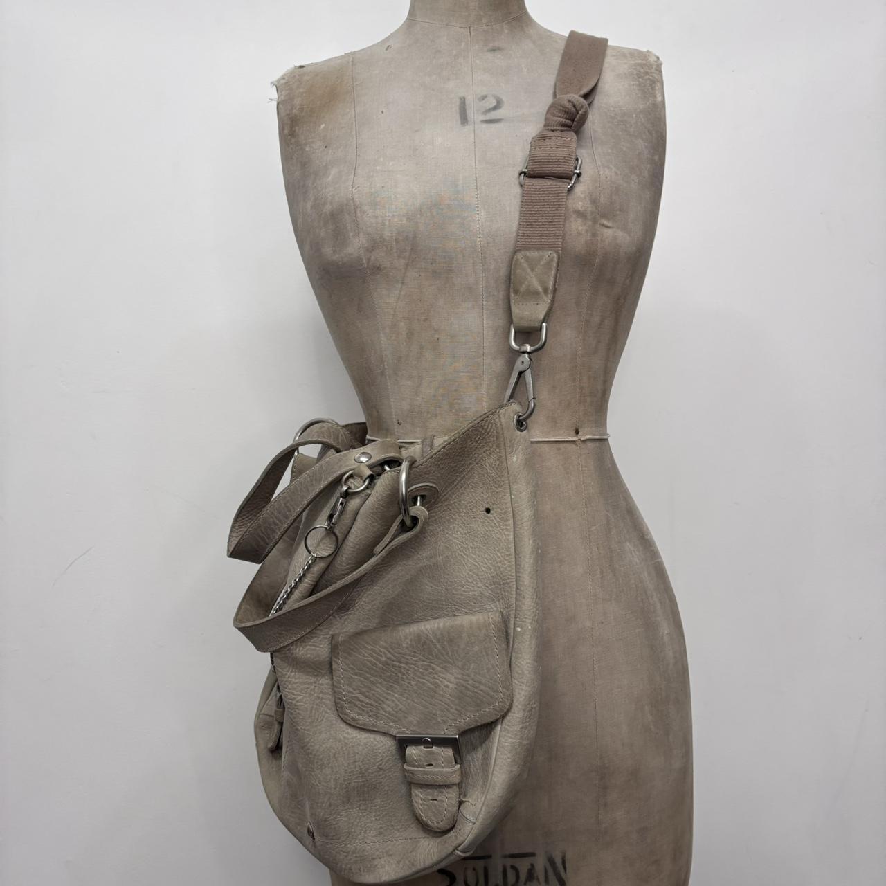 Slouchy grey leather shoulder bag