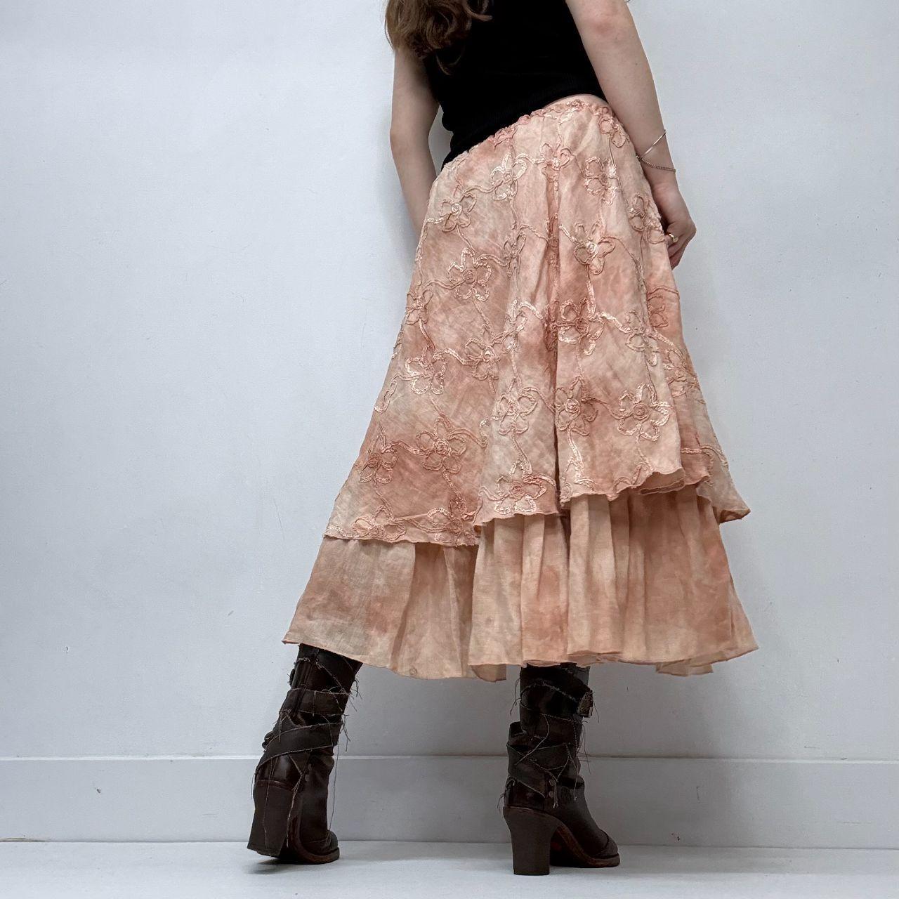 Layered cinched fairy linen skirt