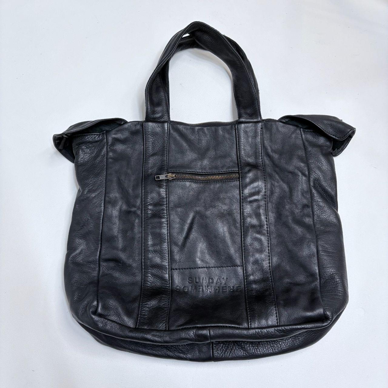 Black leather slouchy shoulder bag
