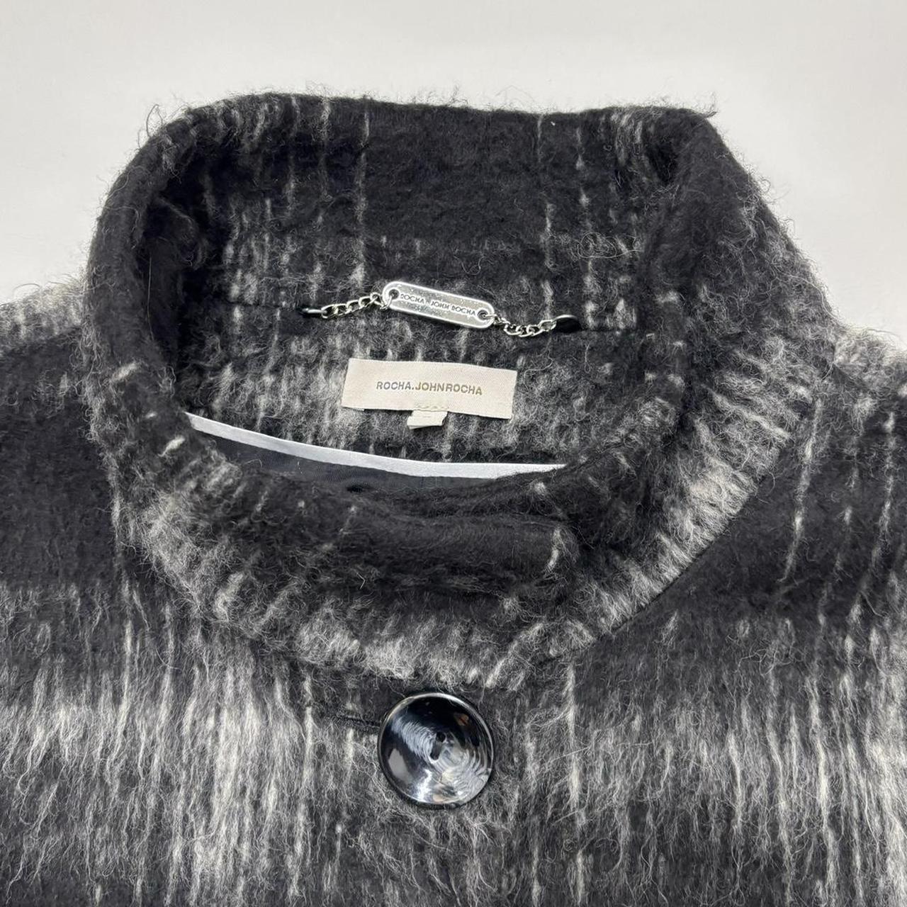 Black checked wool pea coat