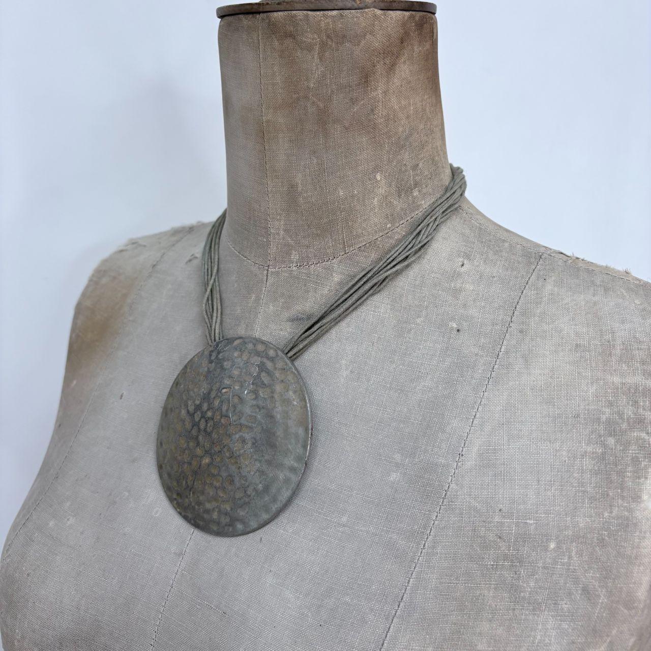 Chunky oversized hammered metal necklace