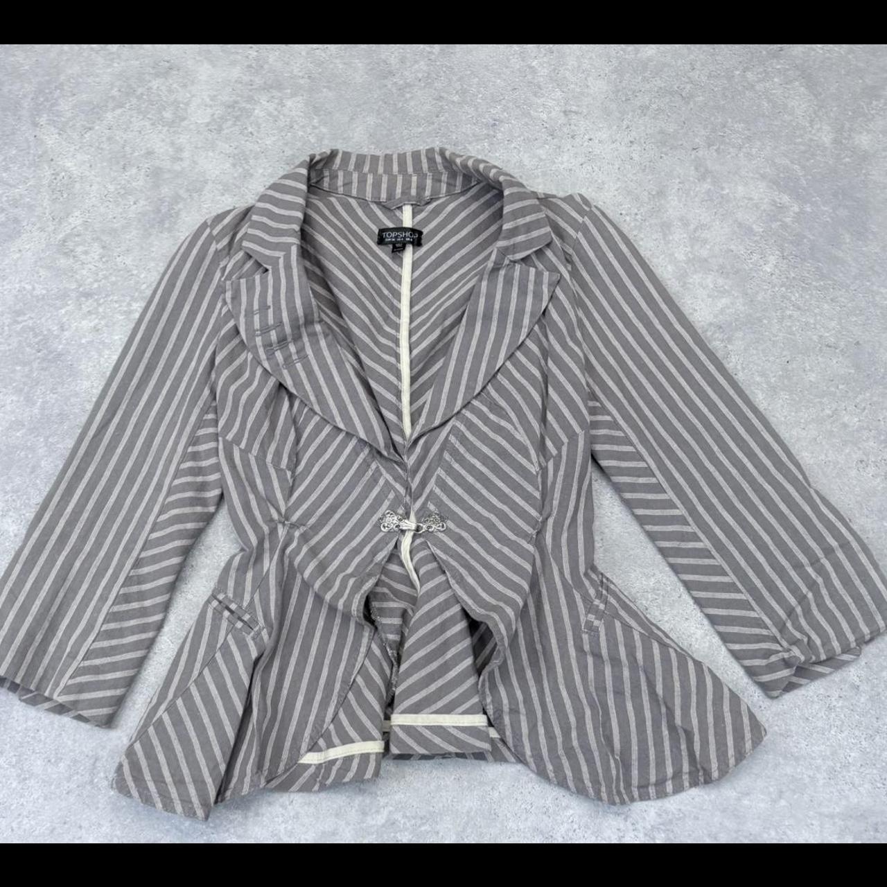 Pinstripe flared ruffle baroque jacket