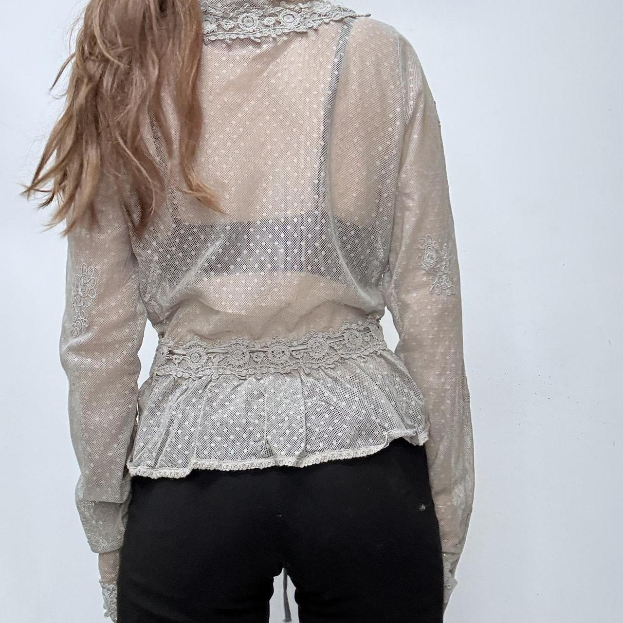 Sheer lace flared shirt