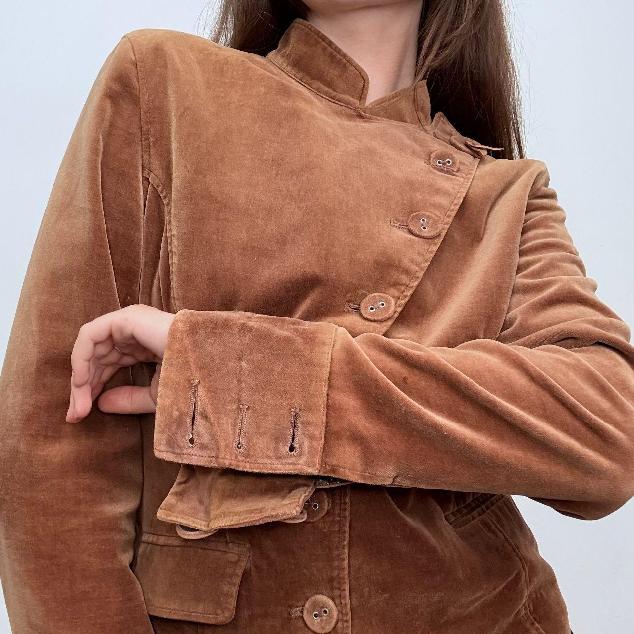 Asymmetric velvet button up flared jacket
