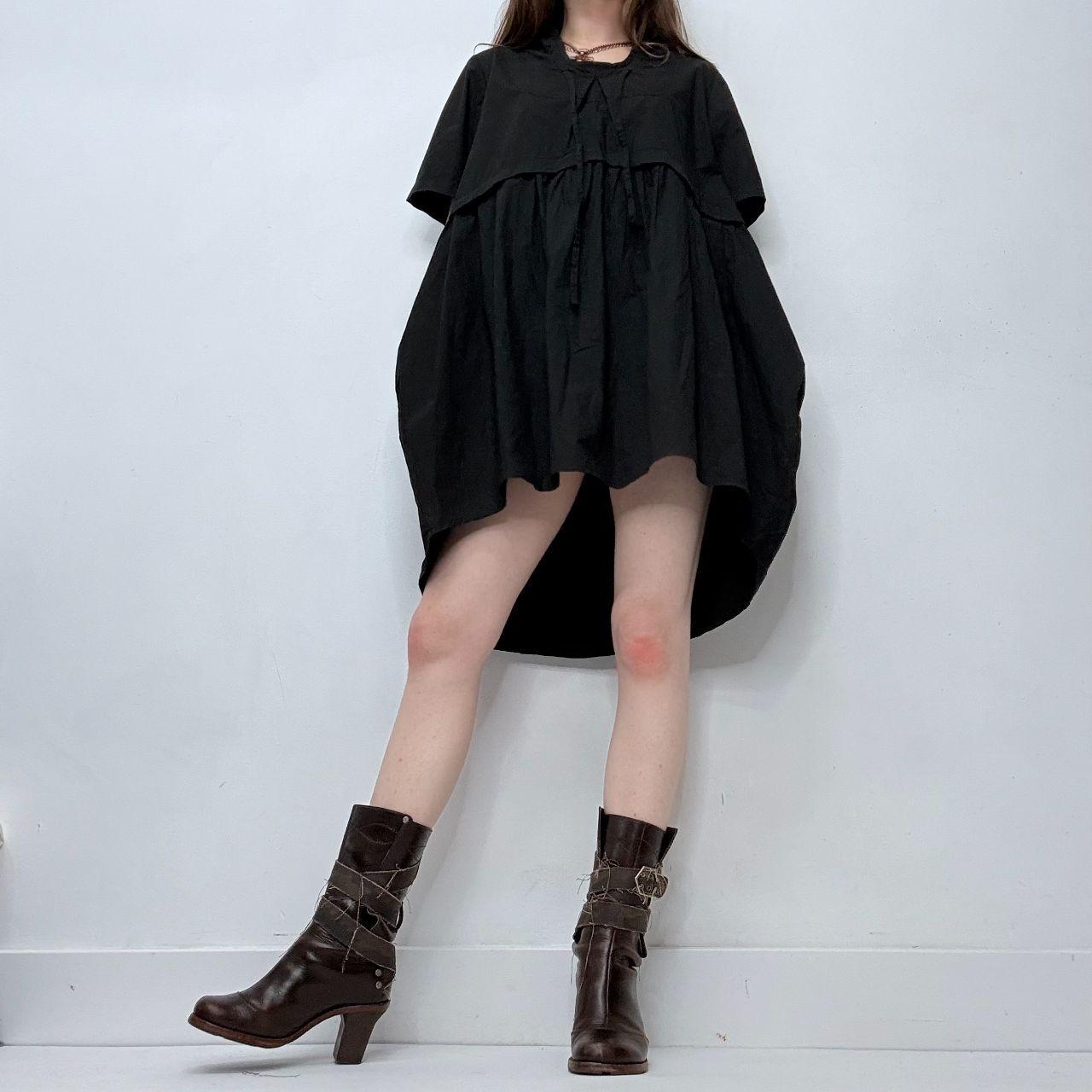 Black puff balloon mini dress
