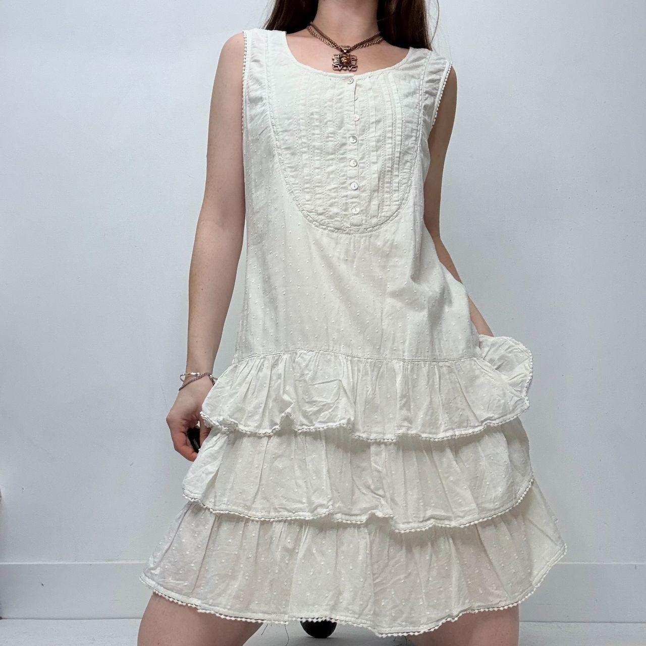 White cotton flutter midi dress