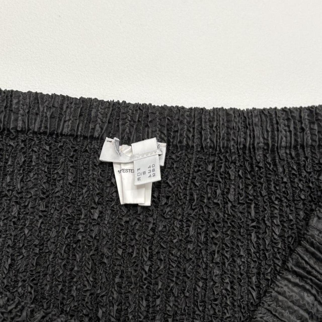 Black crinkle plisse midi skirt