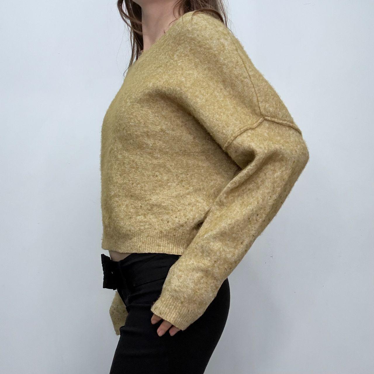 Green off the shoulder slash neck wool jumper