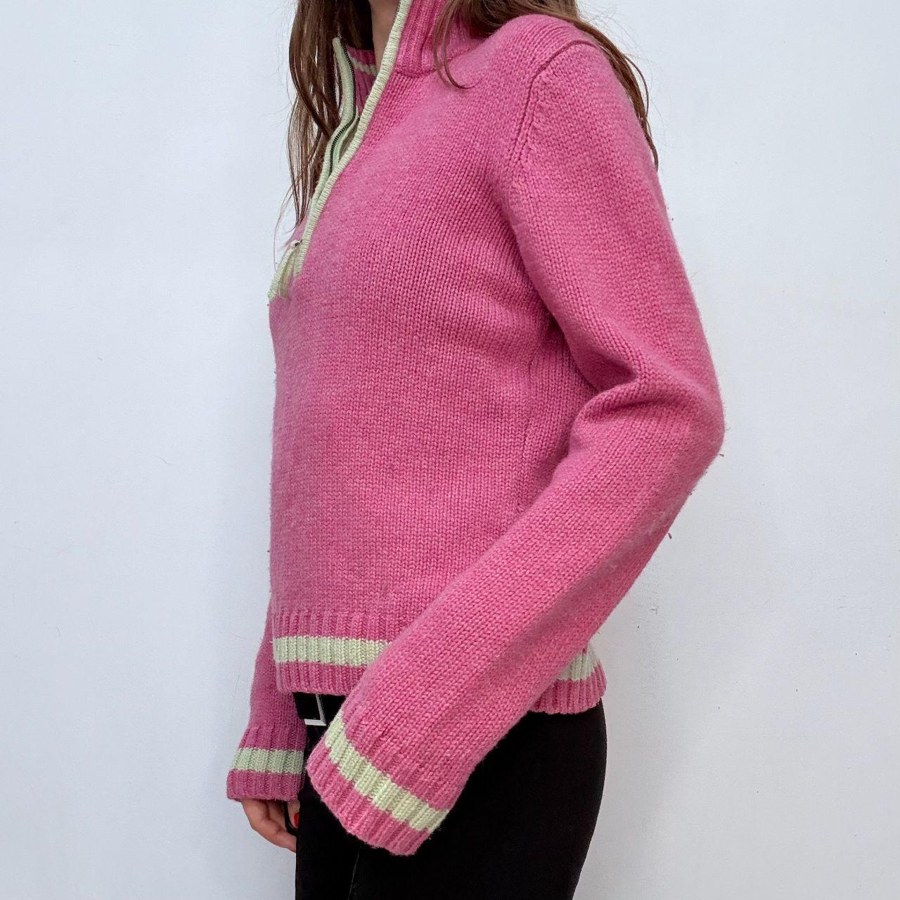 Pink wool knitted preppy jumper