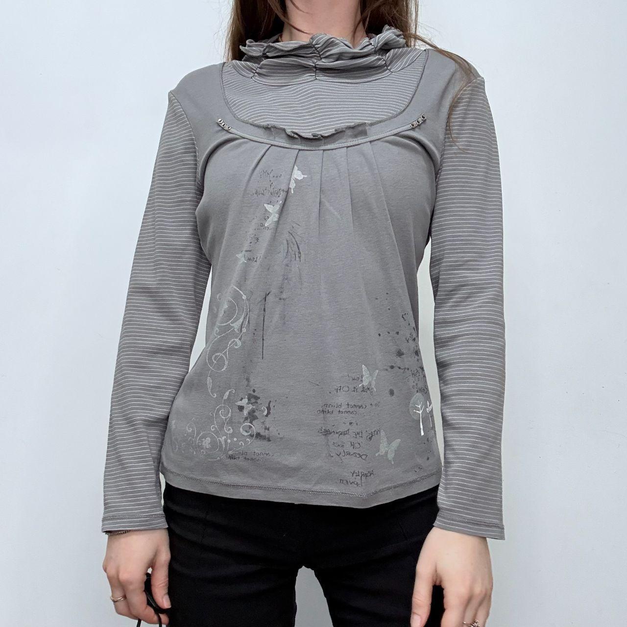 Grey long sleeve pinstriped t-shirt