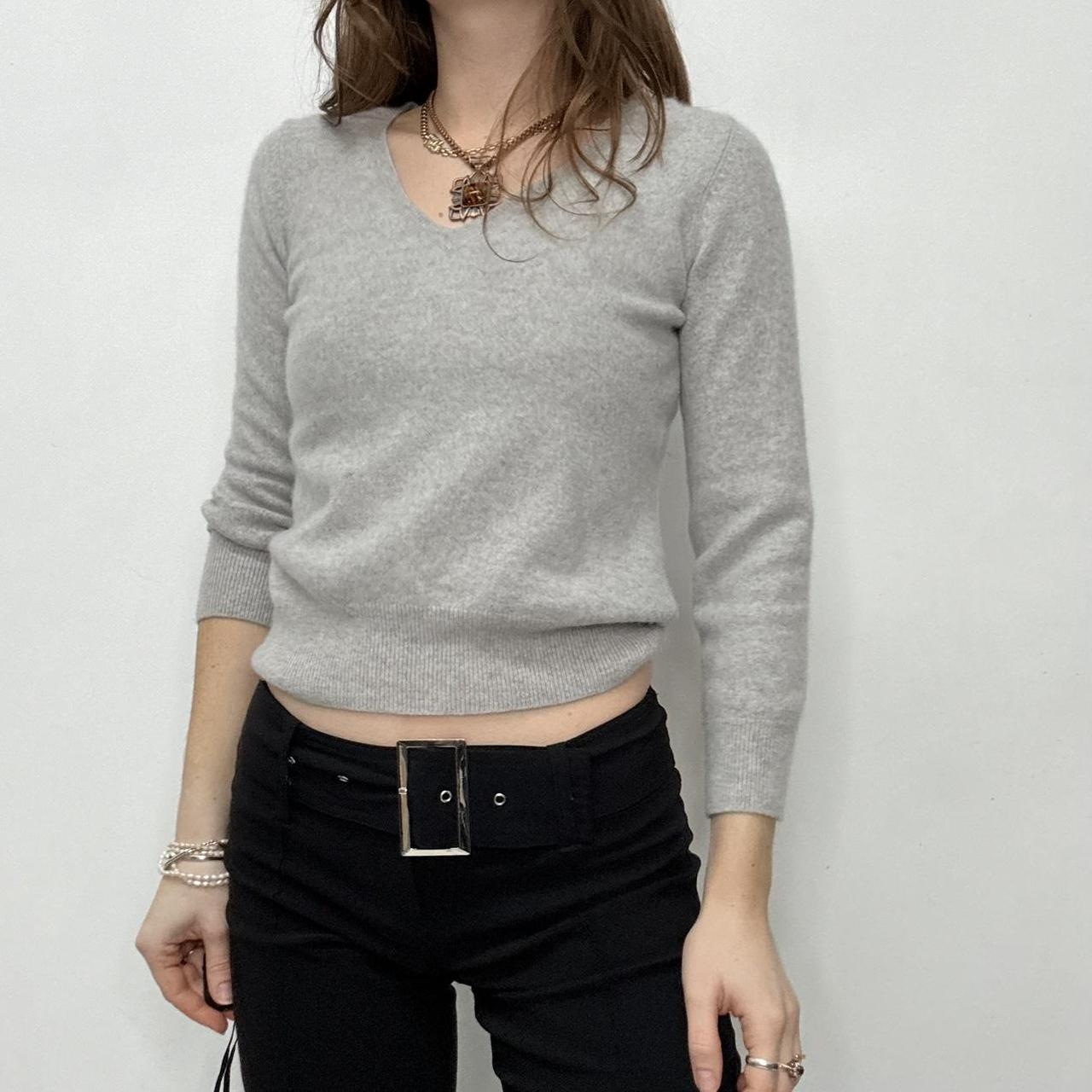 Grey cashmere cropped jumper