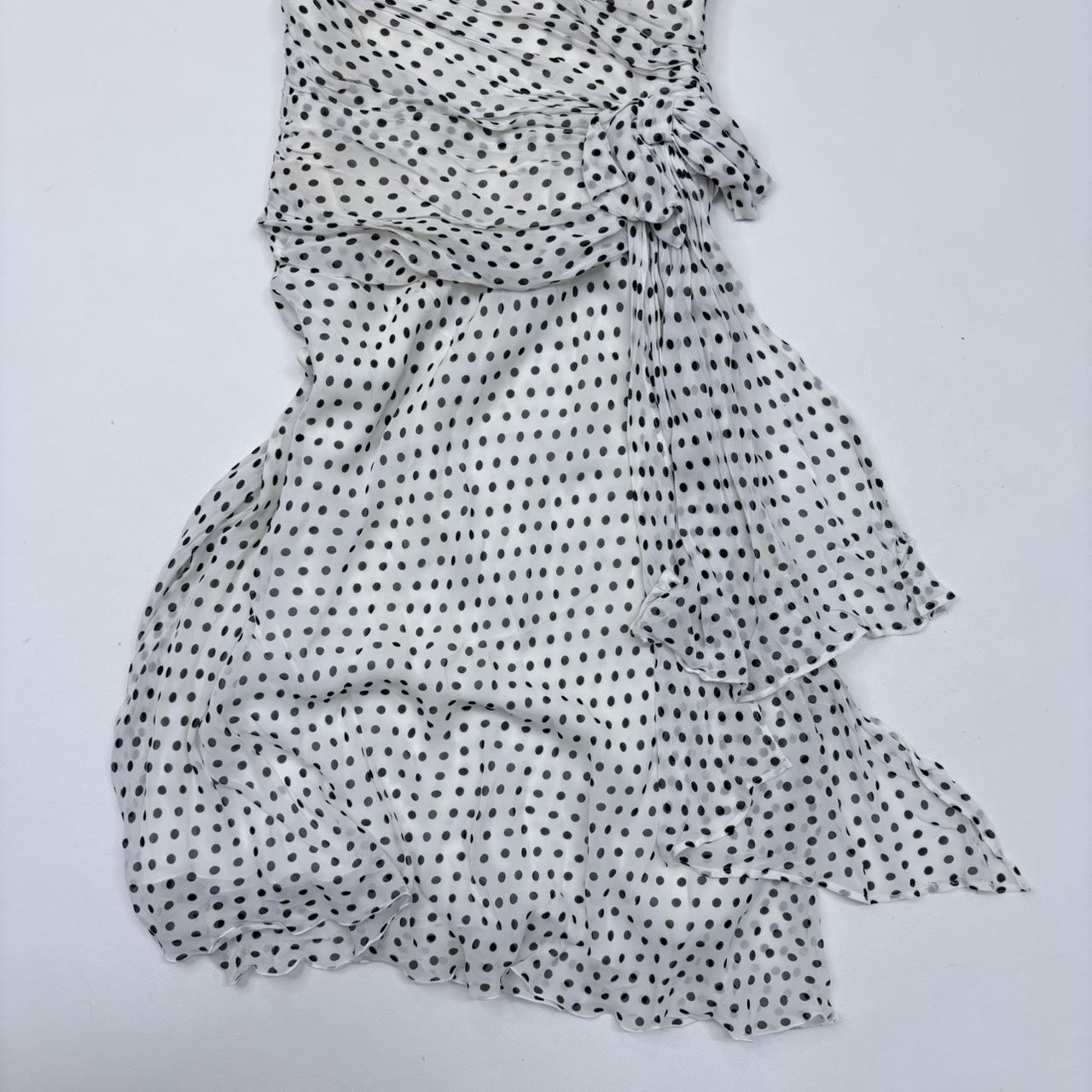 White wrap gathered polkadot dress