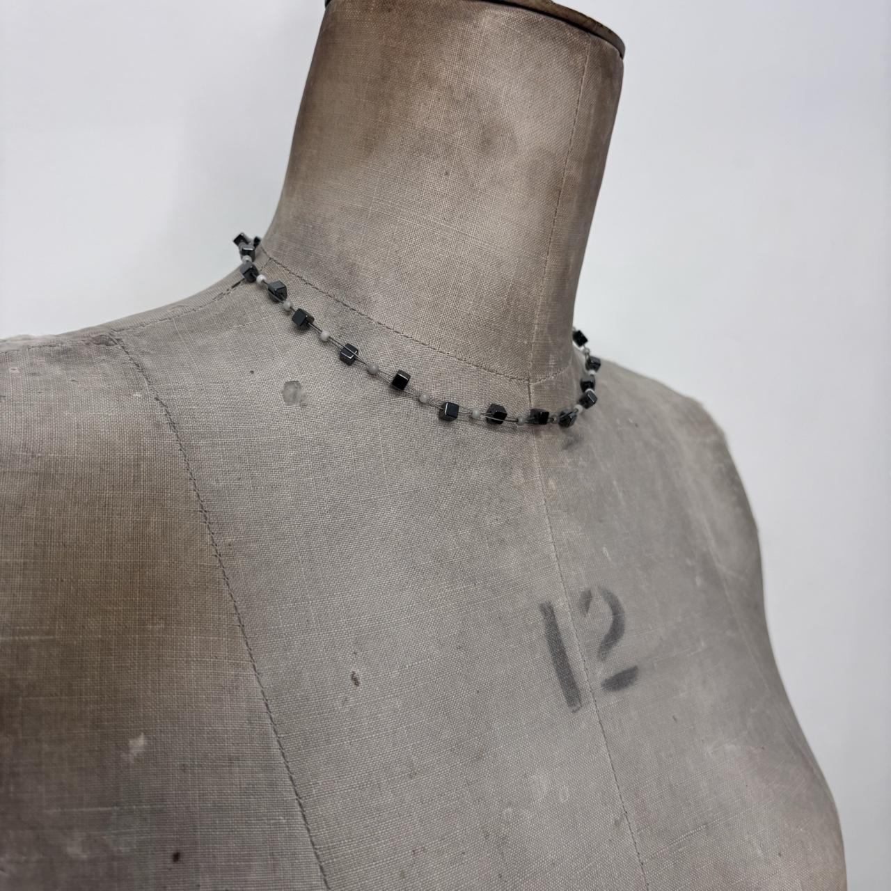 Layered wire gem necklace