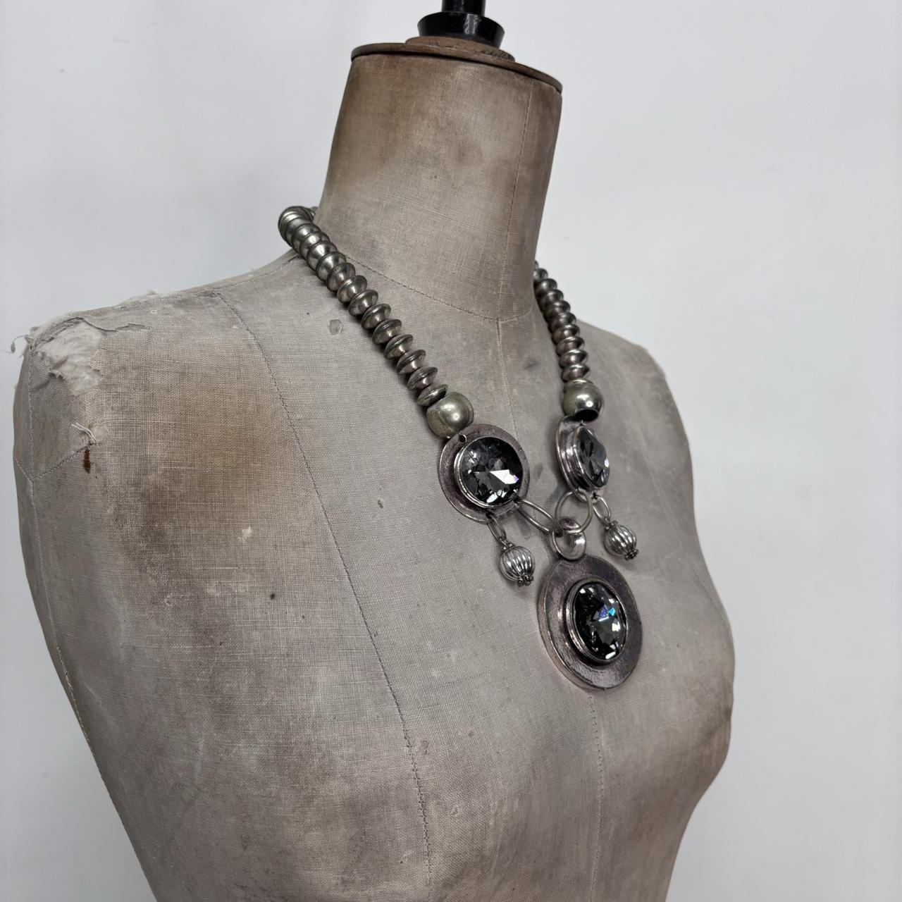 Chunky silver metal necklace