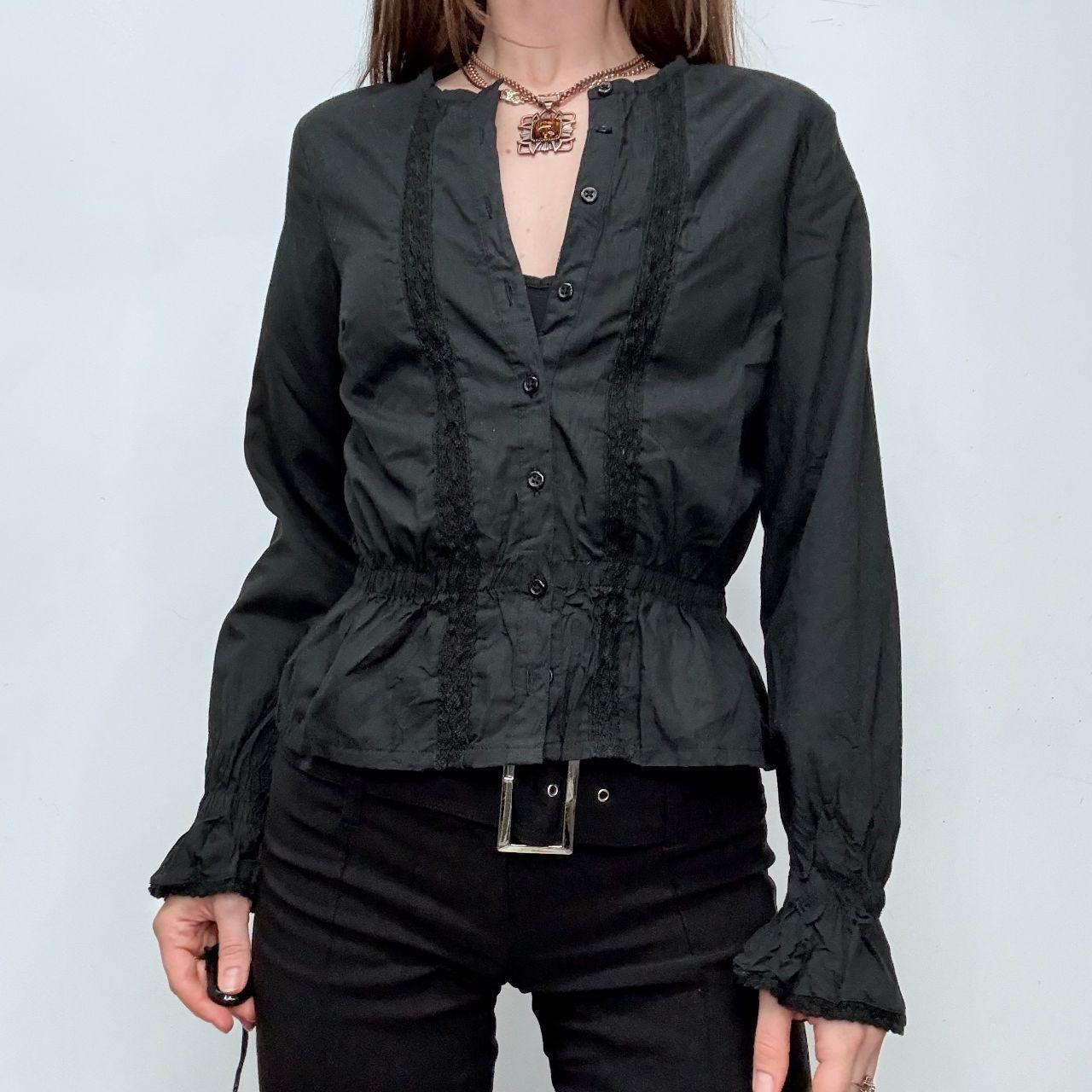 Black flared lace gothic shirt